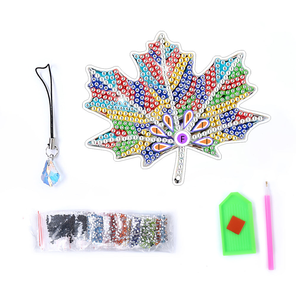 5D Special Shaped Drill Bookmarks Book Ornament DIY Maple Leaves for Adults Kids