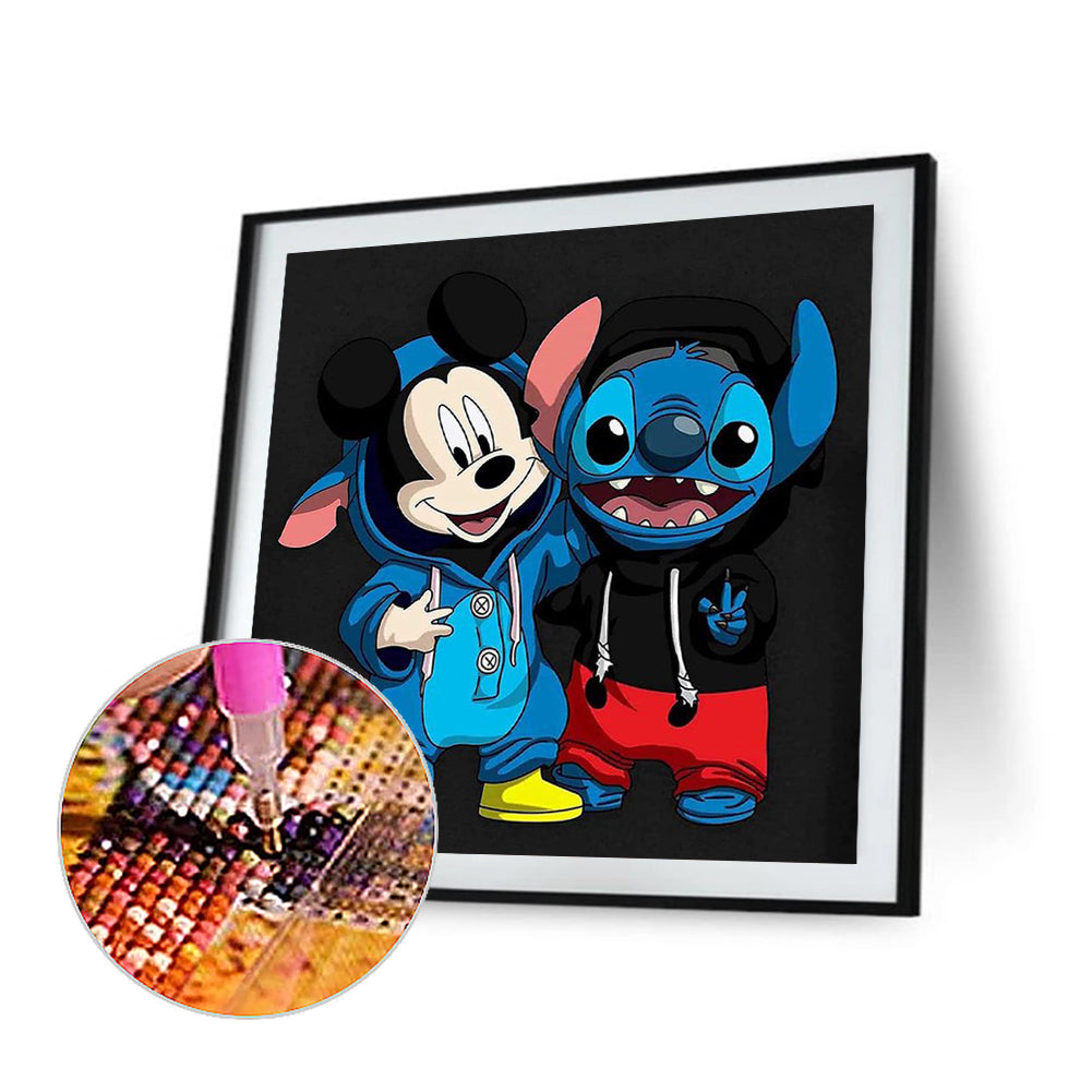 Stitch And Mickey - Full Round Drill Diamond Painting 35*35CM