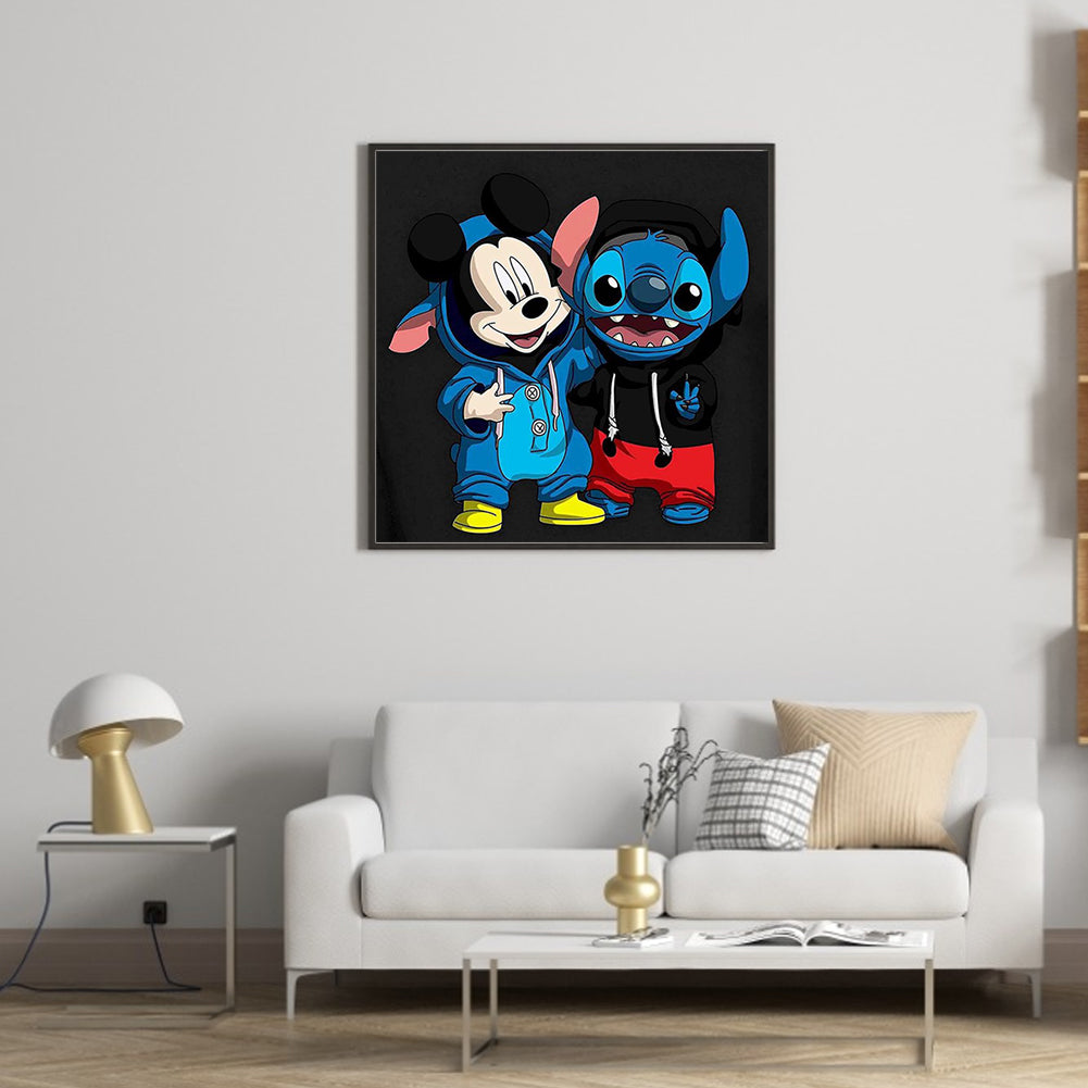 Stitch And Mickey - Full Round Drill Diamond Painting 35*35CM