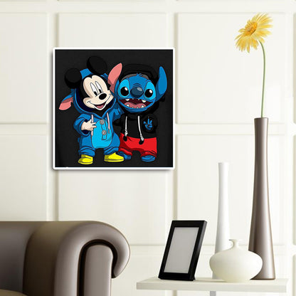 Stitch And Mickey - Full Round Drill Diamond Painting 35*35CM