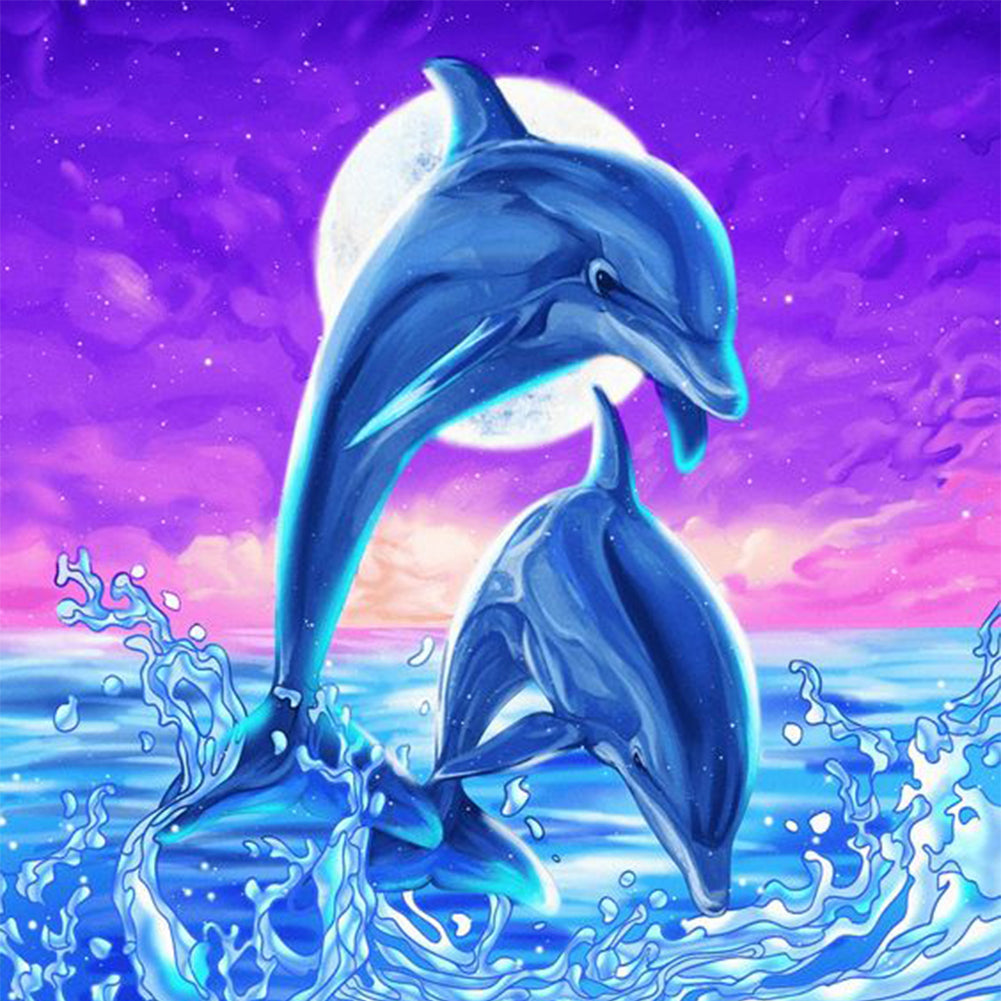 Jumping Dolphin - Full Round Drill Diamond Painting 30*30CM