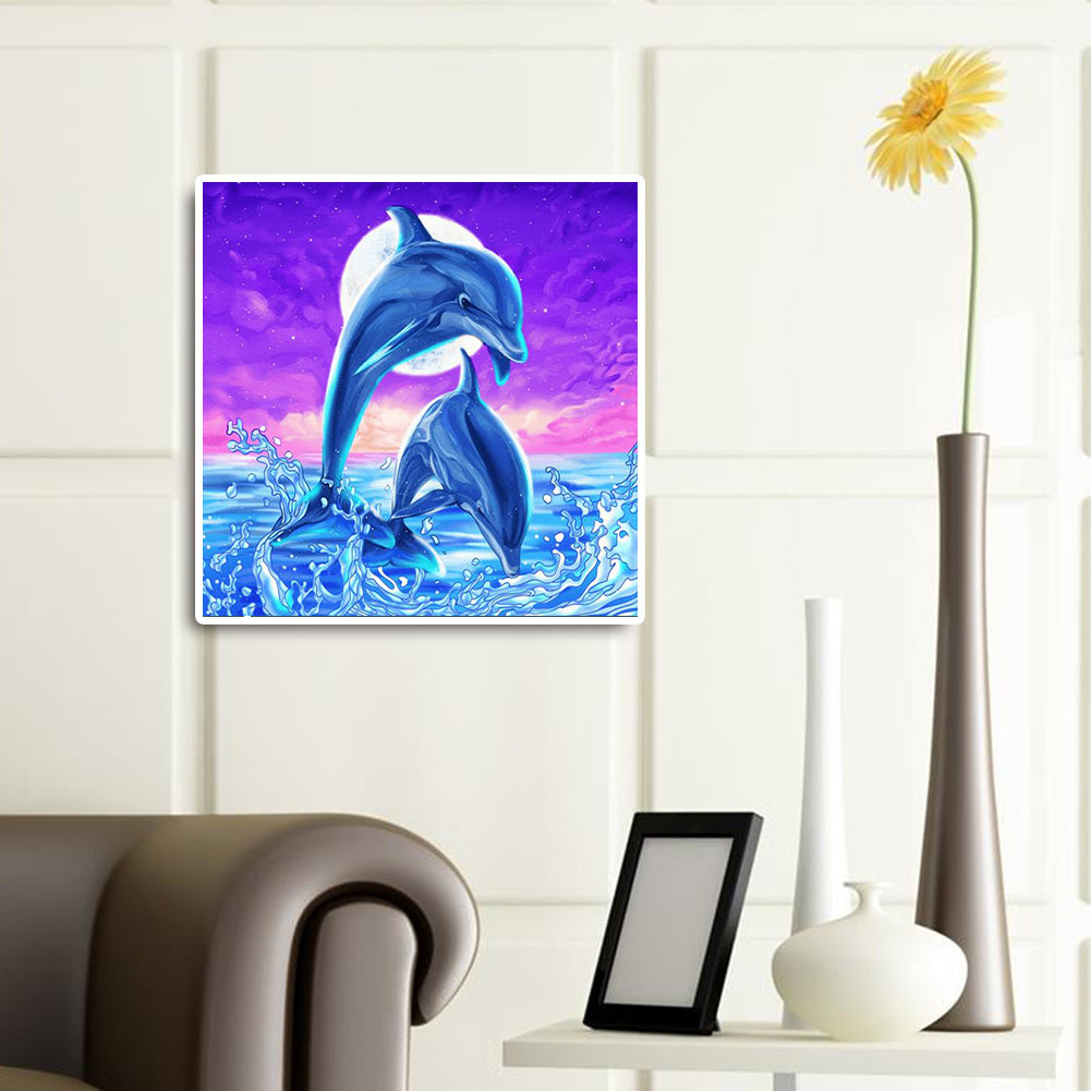 Jumping Dolphin - Full Round Drill Diamond Painting 30*30CM