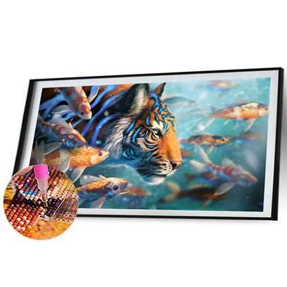 Tiger And Goldfish Under The Sea - Full Round Drill Diamond Painting 70*30CM