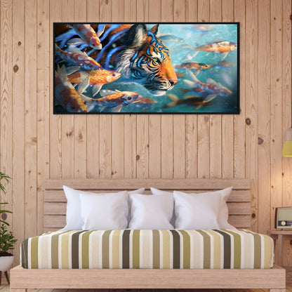 Tiger And Goldfish Under The Sea - Full Round Drill Diamond Painting 70*30CM