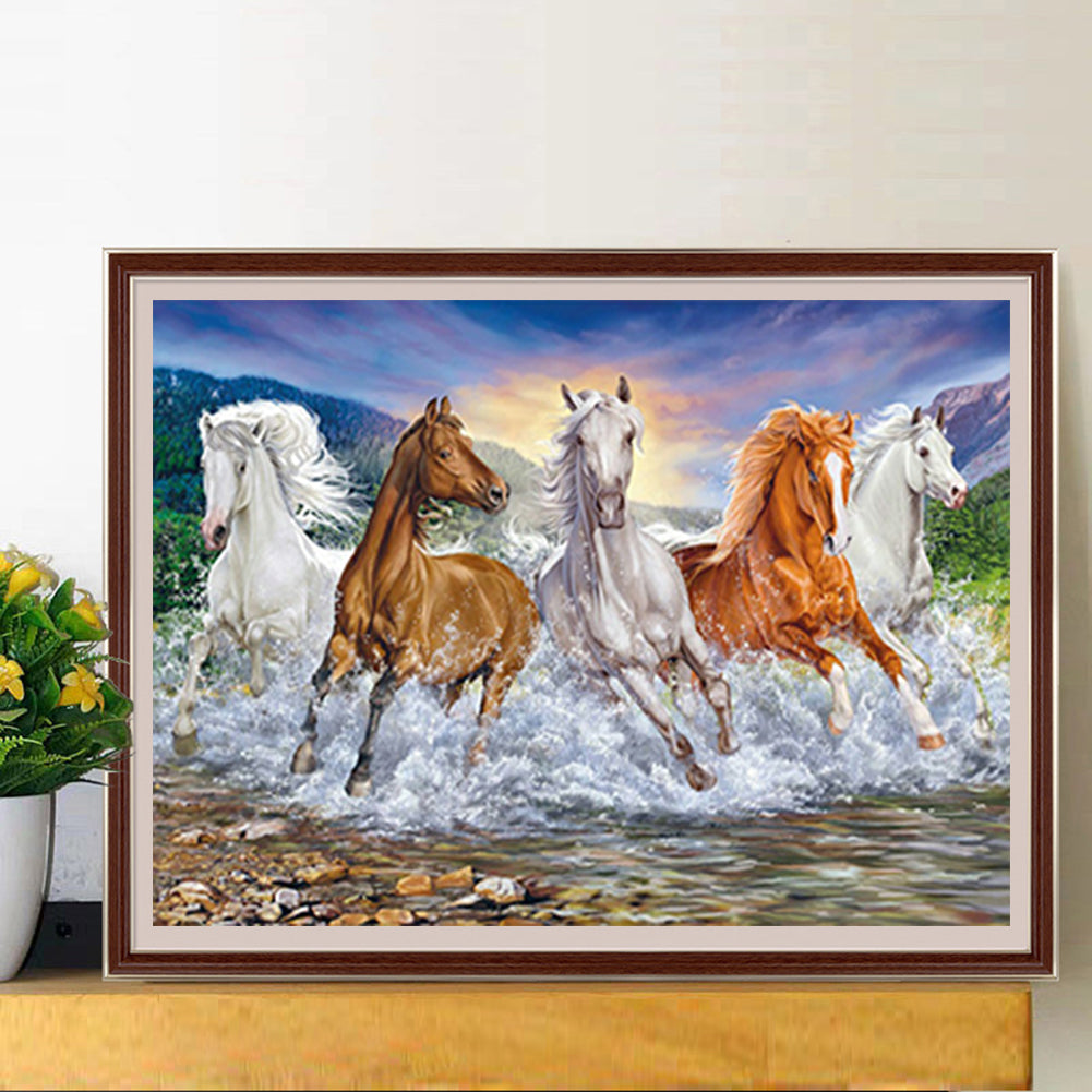 Horse Illustration - Full Round Drill Diamond Painting 50*40CM