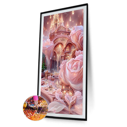 Pink Rose Manor - Full Round Drill Diamond Painting 40*70CM