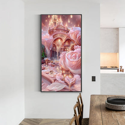 Pink Rose Manor - Full Round Drill Diamond Painting 40*70CM