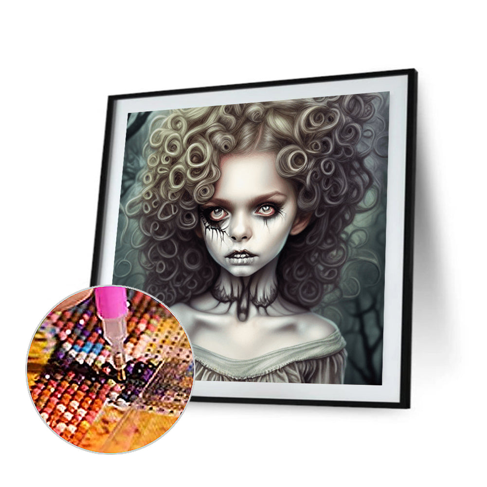 Curly Hair Horror Girl - Full Round Drill Diamond Painting 50*50CM
