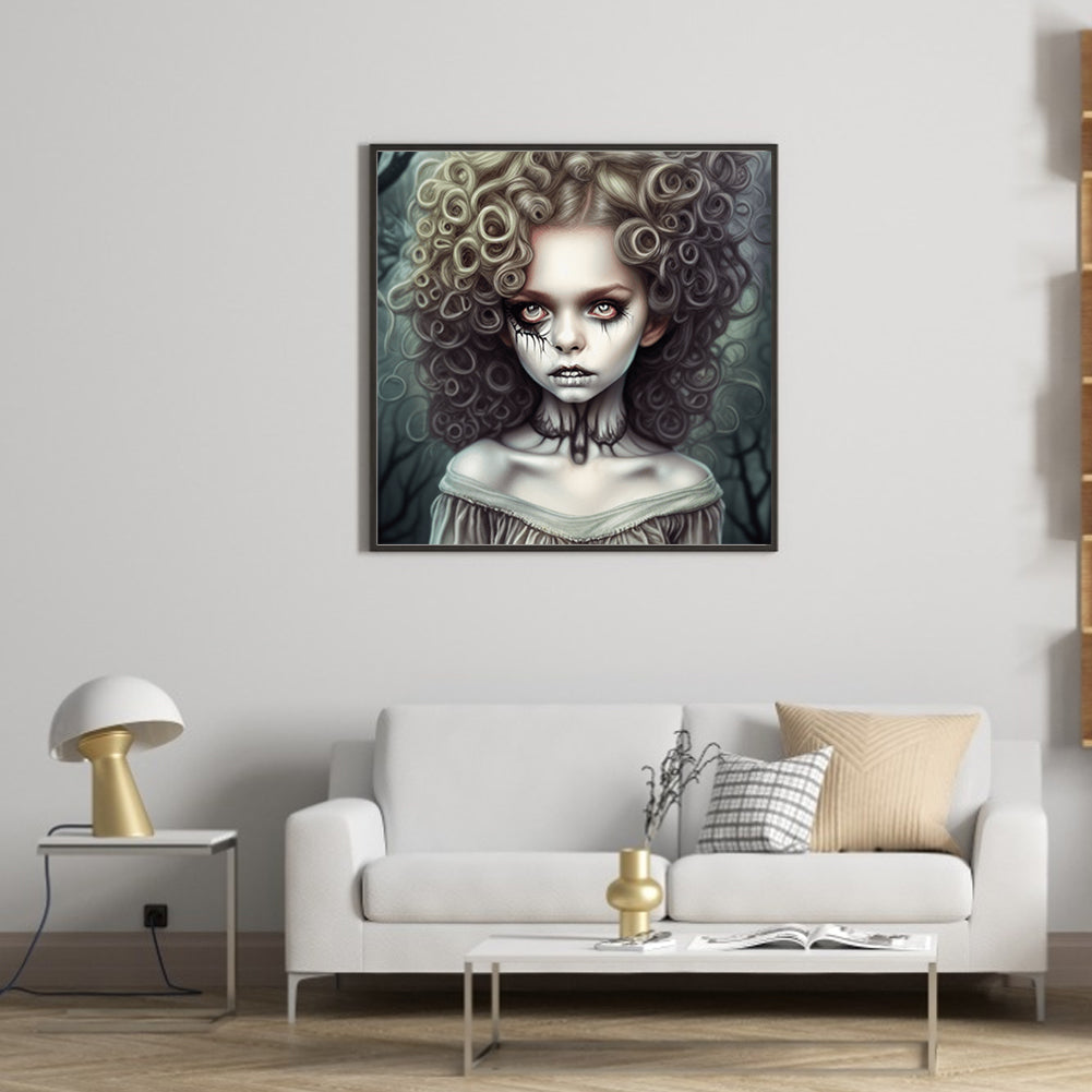 Curly Hair Horror Girl - Full Round Drill Diamond Painting 50*50CM
