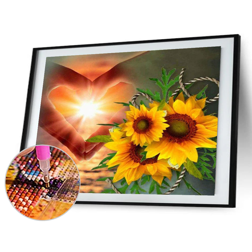 Heart Sunflower - Full Round Drill Diamond Painting 60*50CM