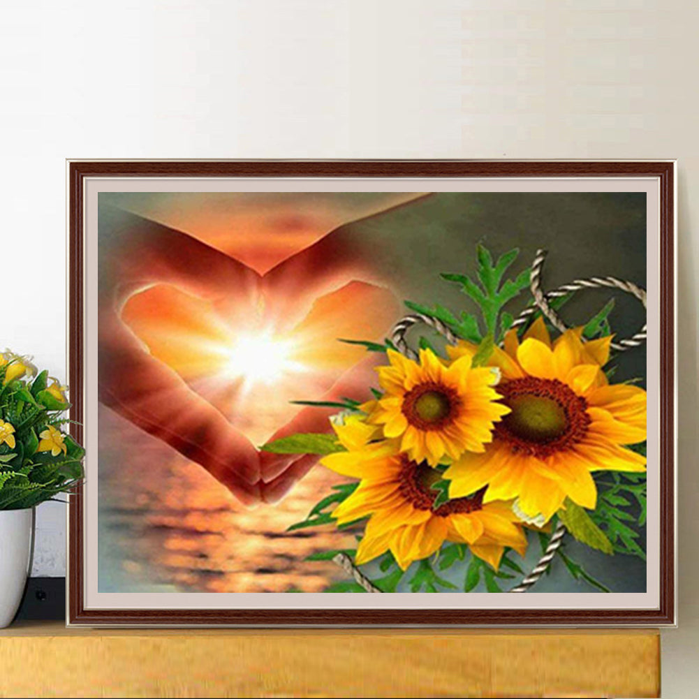 Heart Sunflower - Full Round Drill Diamond Painting 60*50CM