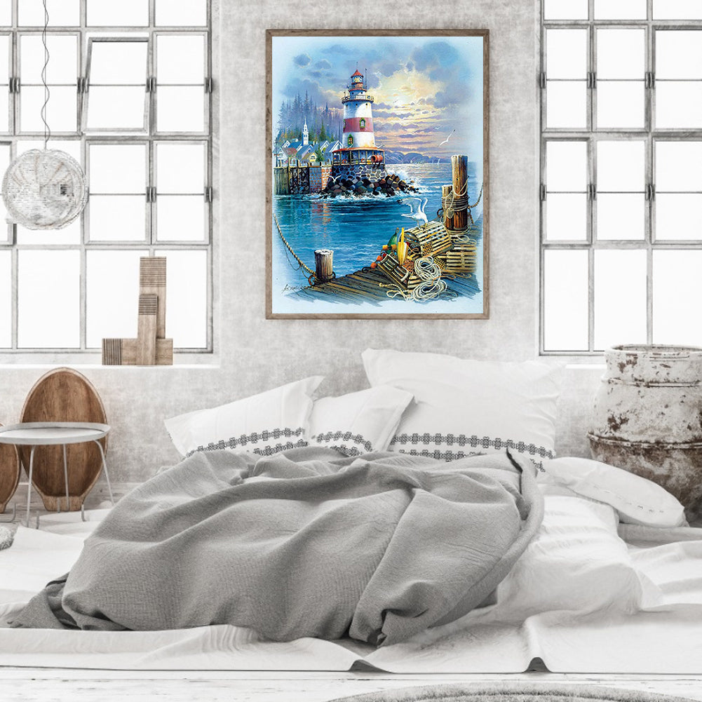 Sea ??Lighthouse - Full Round Drill Diamond Painting 50*60CM