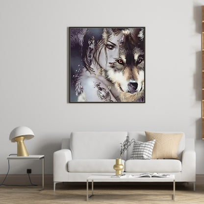 Beauty And Wolf - Full Square Drill Diamond Painting 40*40CM