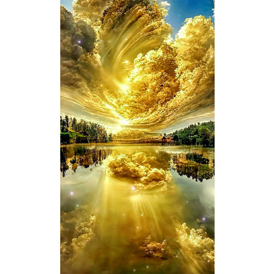 Golden Clouds - Full Round Drill Diamond Painting 40*70CM