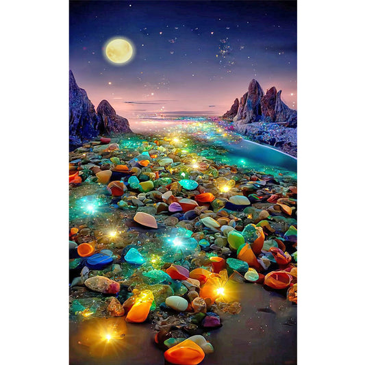 Under The Moon Fantasy Luminous Color Stone - Full Round Drill Diamond Painting 40*70CM