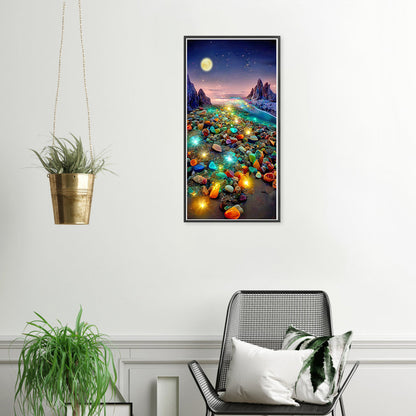Under The Moon Fantasy Luminous Color Stone - Full Round Drill Diamond Painting 40*70CM