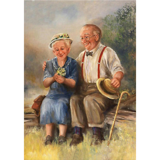 Elderly Couple - Full Round Drill Diamond Painting 40*50CM