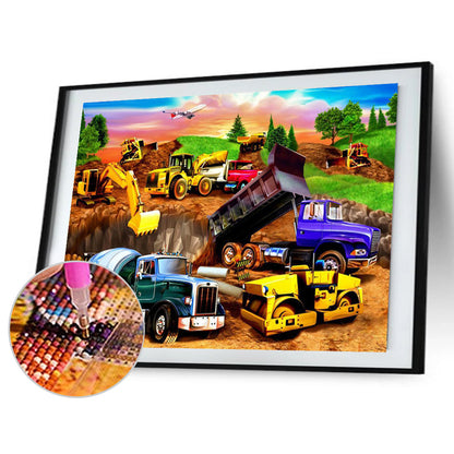 Construction Site Vehicle - Full Round Drill Diamond Painting 50*40CM