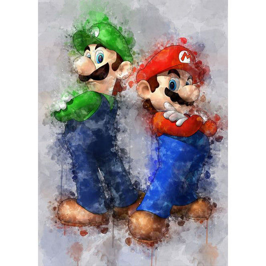 Mario And Luigi - Full Round Drill Diamond Painting 30*40CM