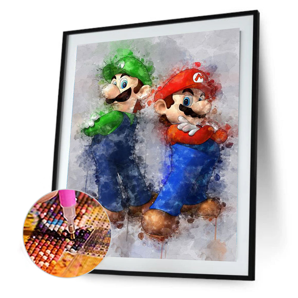 Mario And Luigi - Full Round Drill Diamond Painting 30*40CM