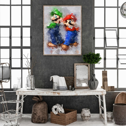 Mario And Luigi - Full Round Drill Diamond Painting 30*40CM