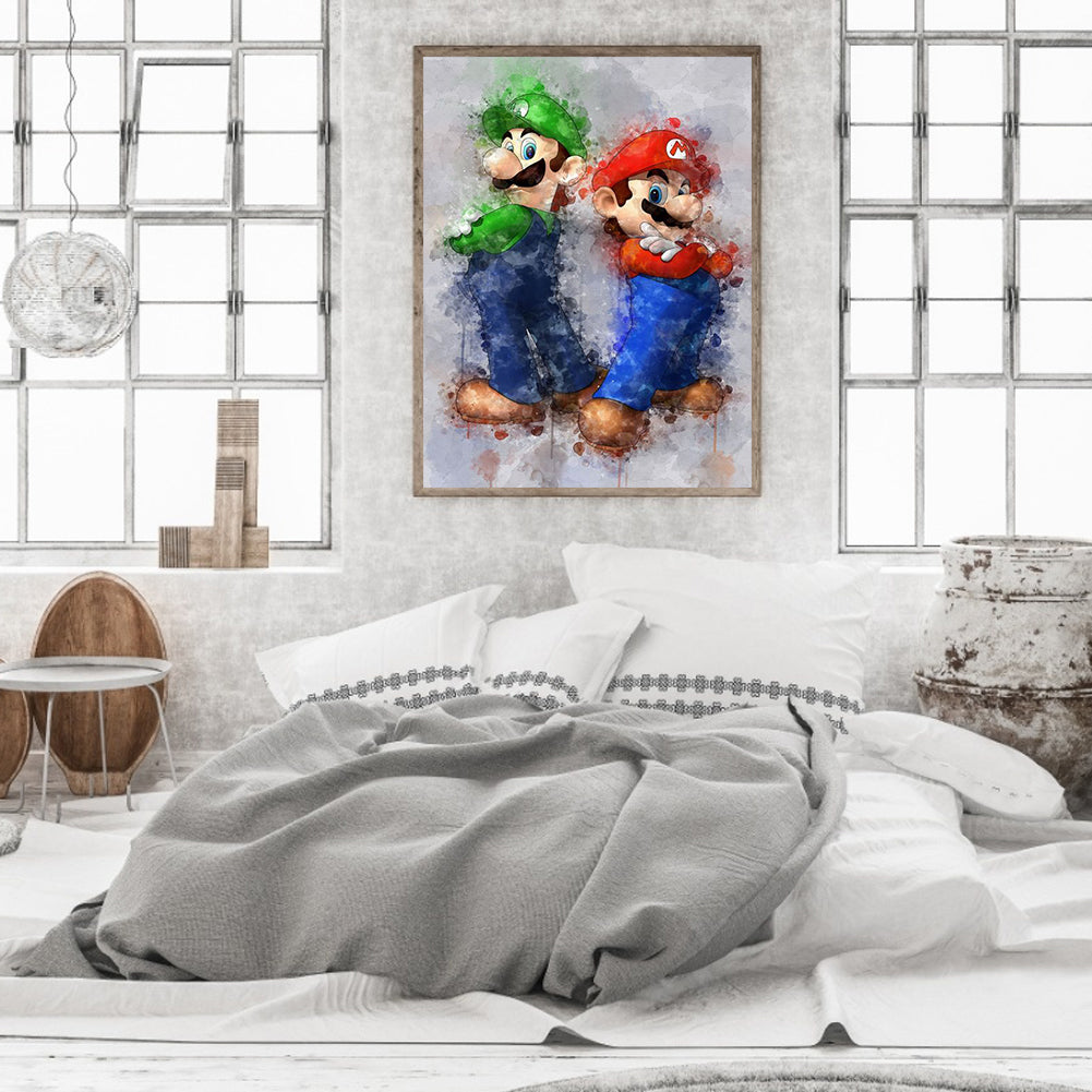 Mario And Luigi - Full Round Drill Diamond Painting 30*40CM
