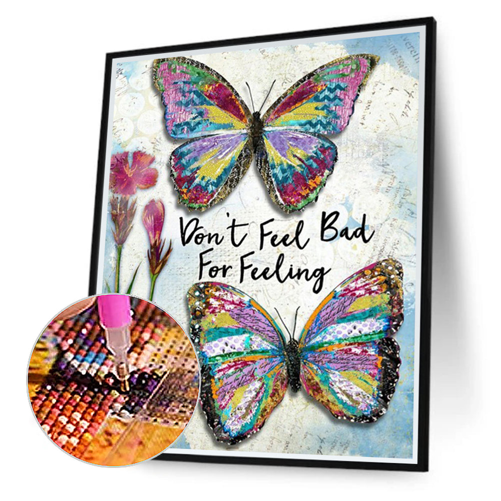 Vintage Butterfly Calligraphy And Painting - Full Square Drill Diamond Painting 30*40CM