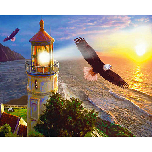 Seaside Lighthouse - Full Round Drill Diamond Painting 50*40CM