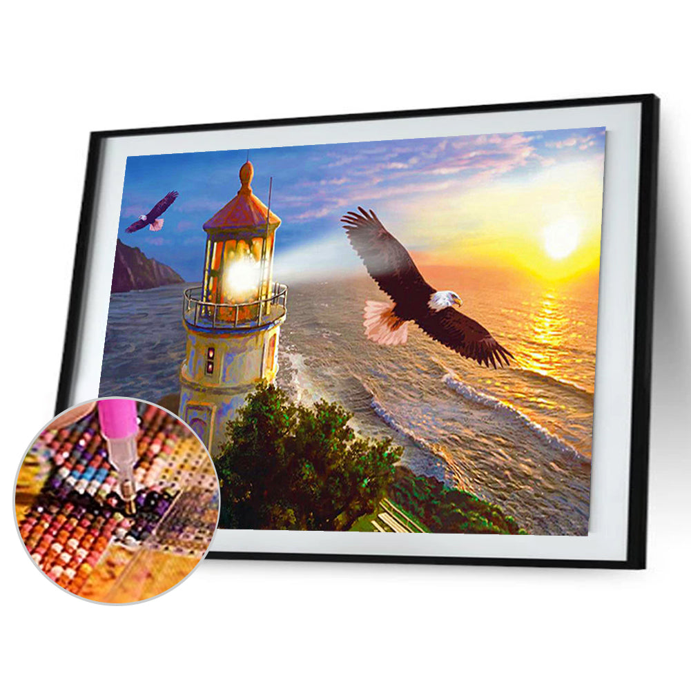 Seaside Lighthouse - Full Round Drill Diamond Painting 50*40CM