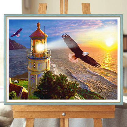 Seaside Lighthouse - Full Round Drill Diamond Painting 50*40CM