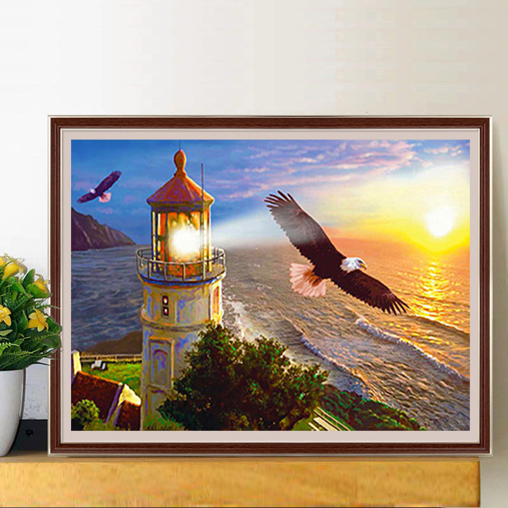 Seaside Lighthouse - Full Round Drill Diamond Painting 50*40CM