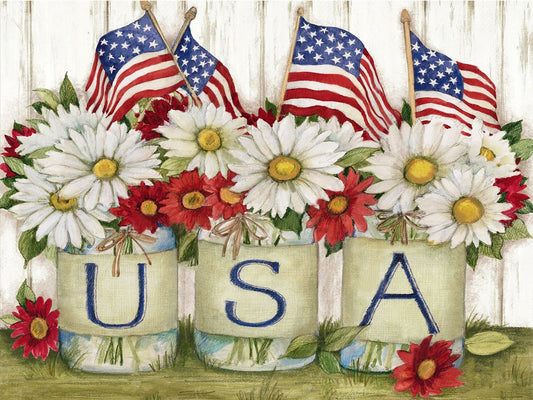 American Flag Daisy - Full Round Drill Diamond Painting 40*30CM