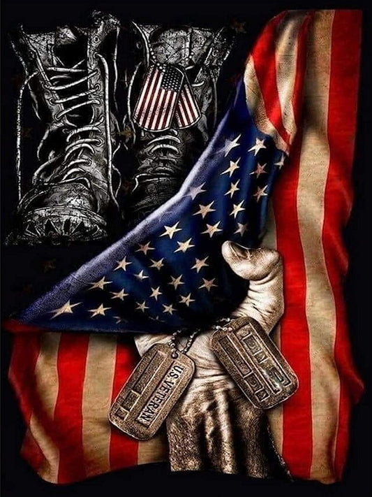 American Flag Army - Full Square Drill Diamond Painting 30*40CM