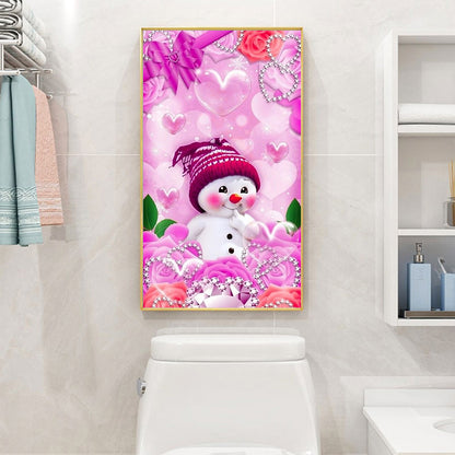 Pink Snowman - Full Round Drill Diamond Painting 40*70CM