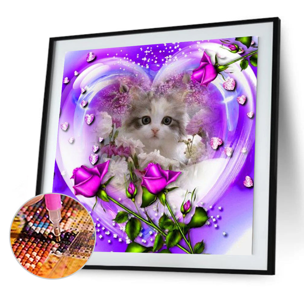 Love Cat - Full Square Drill Diamond Painting 30*30CM