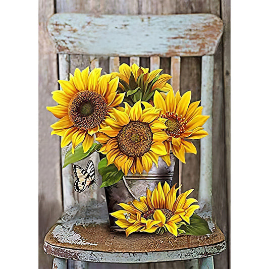 Sunflower On Chair - Full Square Drill Diamond Painting 30*40CM