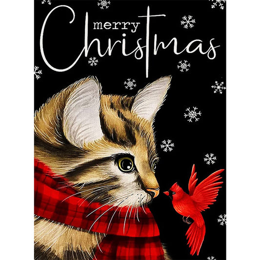 Christmas Cat - Full Round Drill Diamond Painting 30*40CM