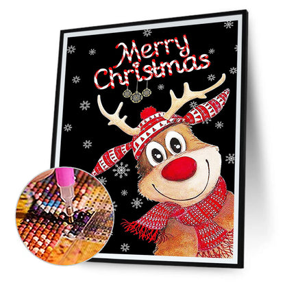 Merry Christmas Cute Deer - Full Round Drill Diamond Painting 30*40CM