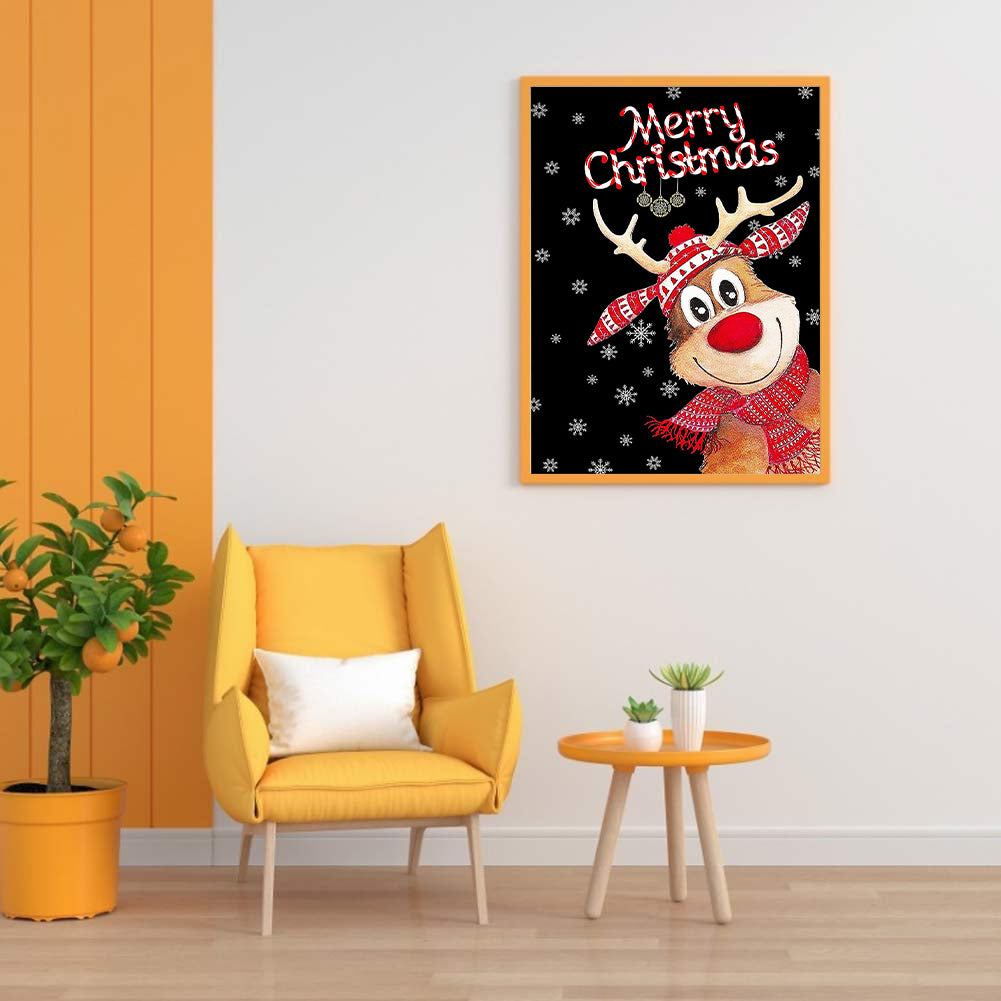 Merry Christmas Cute Deer - Full Round Drill Diamond Painting 30*40CM