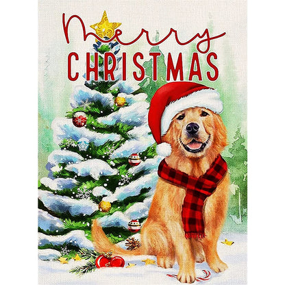 Christmas Tree And Dog - Full Round Drill Diamond Painting 30*40CM