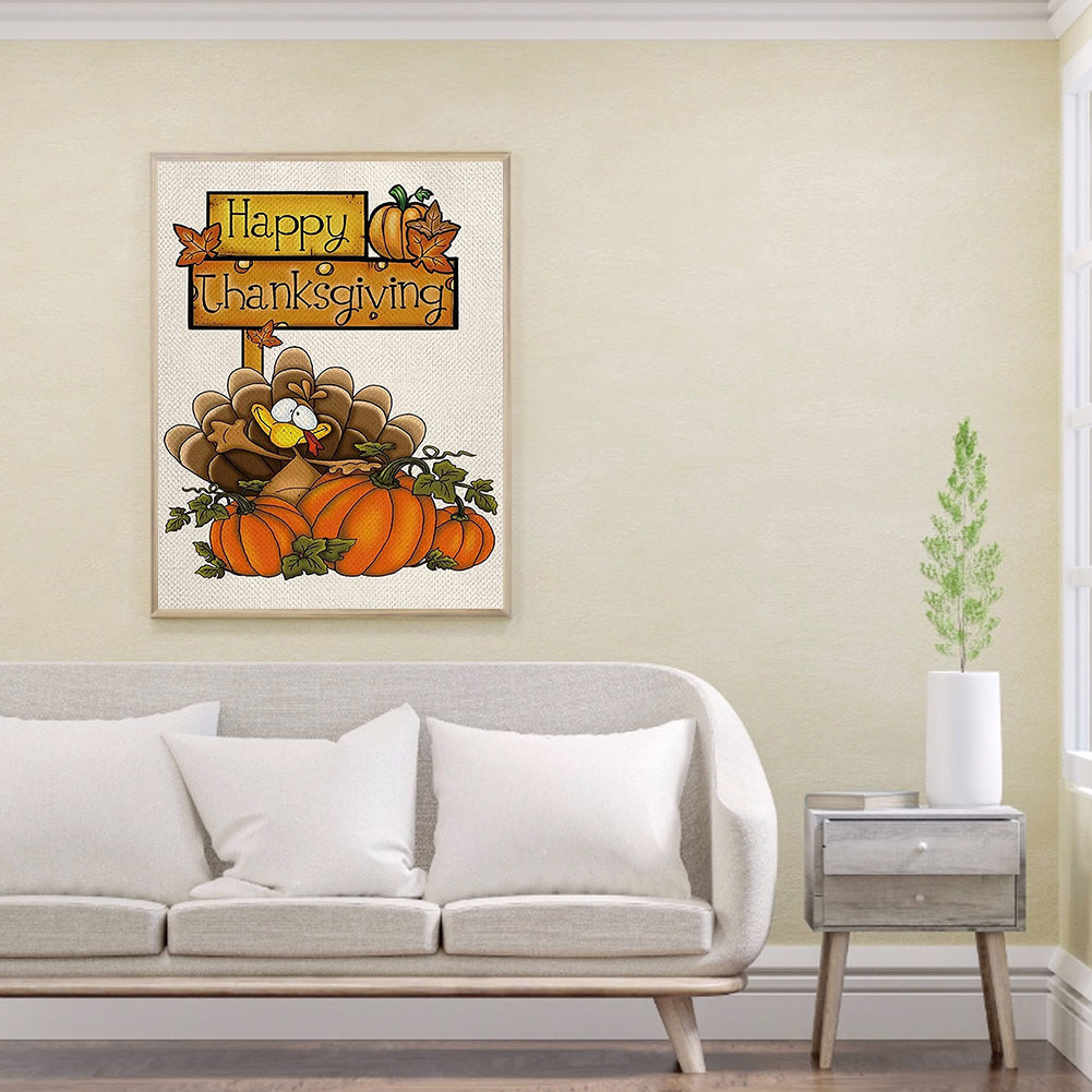 Thanksgiving Turkey Squash - Full Round Drill Diamond Painting 30*40CM