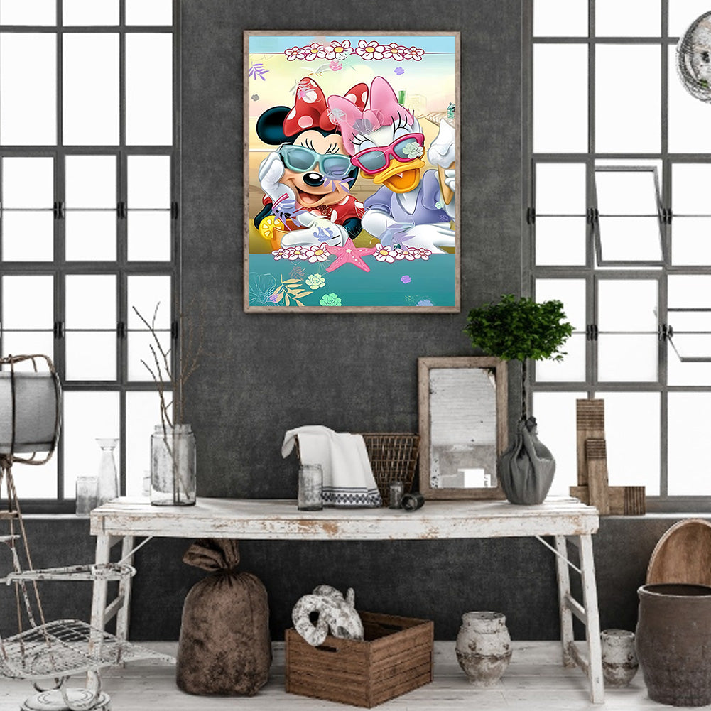 Mickey Mouse And Donald Duck - Full Round Drill Diamond Painting 30*40CM