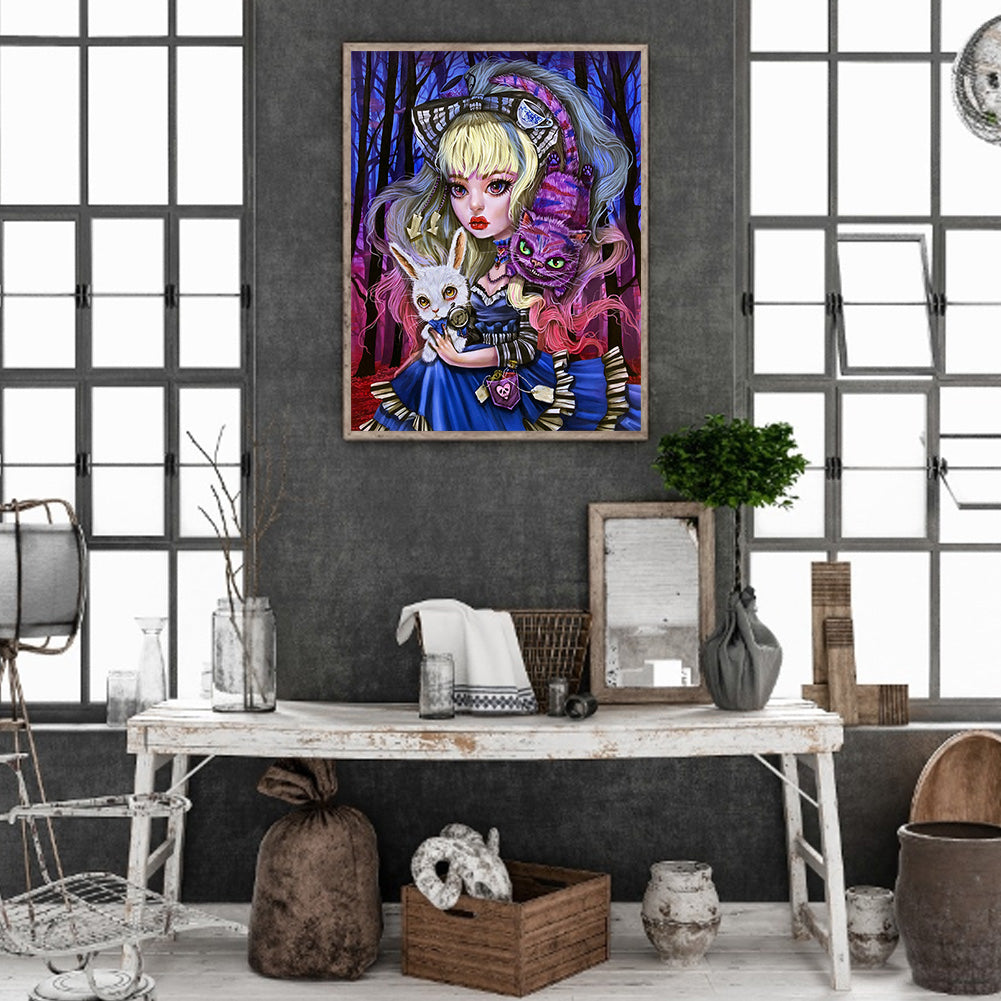 Fashion Girl With Big Eyes - Full Round Drill Diamond Painting 30*40CM