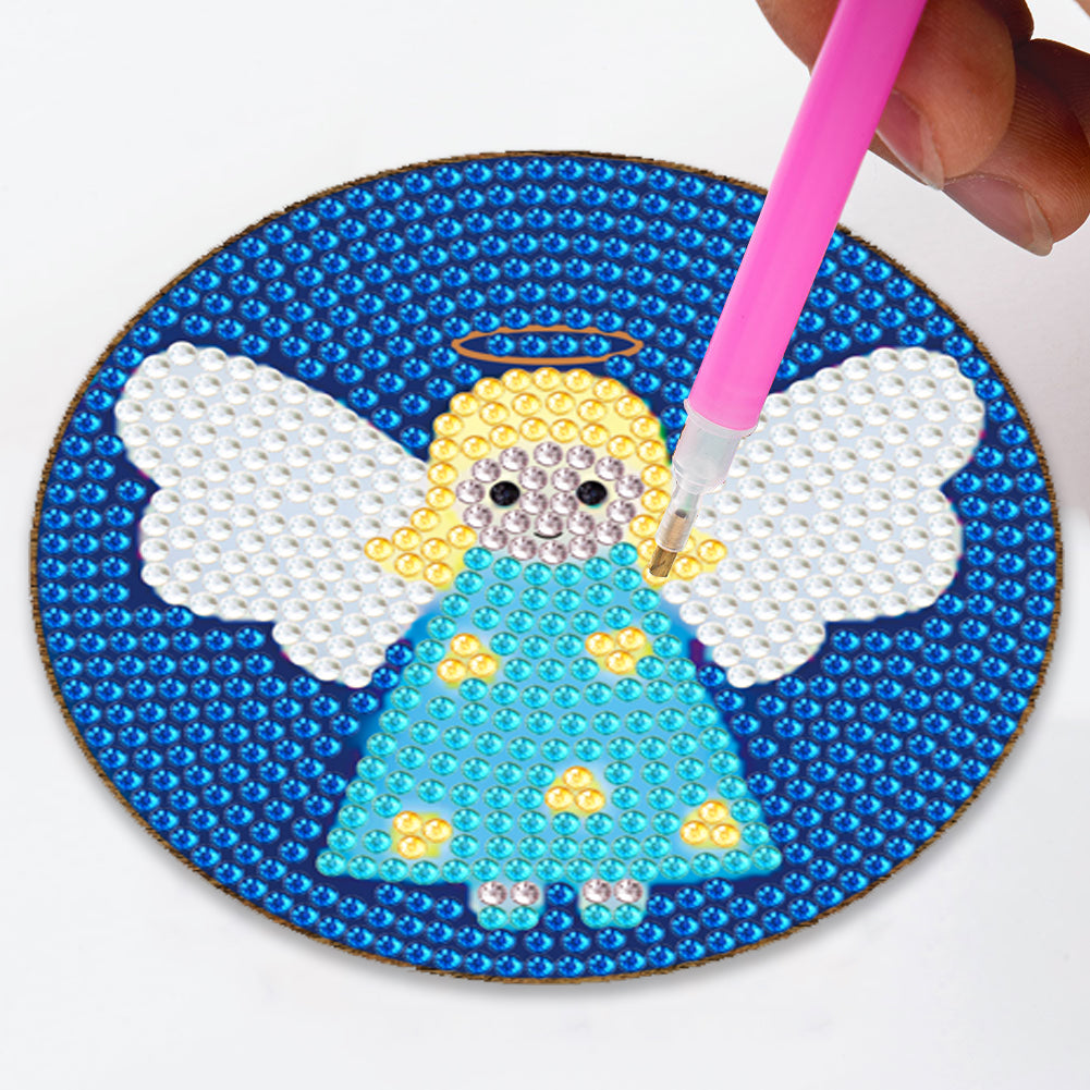 DIY Coasters with Storage Rack Wood Coasters Cartoon Animal Pattern Perfect Gift