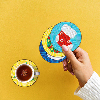 DIY Coasters with Storage Rack Wood Coasters Cartoon Animal Pattern Perfect Gift