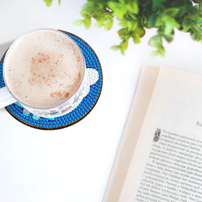 DIY Coasters with Storage Rack Wood Coasters Cartoon Animal Pattern Perfect Gift