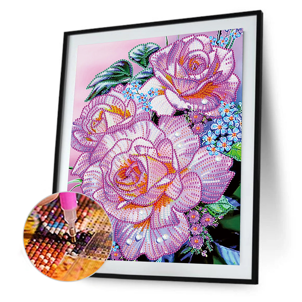 Rose Bouquet - Special Shaped Drill Diamond Painting 30*40CM