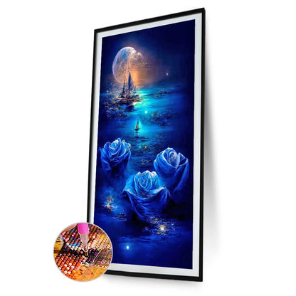 Moonlight Rose On The Sea - Full Round Drill Diamond Painting 40*70CM