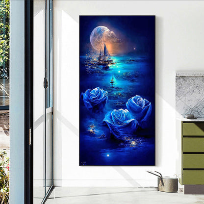 Moonlight Rose On The Sea - Full Round Drill Diamond Painting 40*70CM