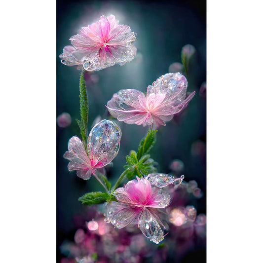 Water Drop Flowers - Full Round Drill Diamond Painting 40*70CM
